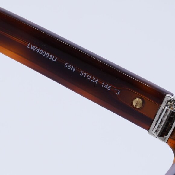 Loewe LW40003U 55N Sunglasses Brown Leather Round Frame, Green Lenses - Picture 5 of 10